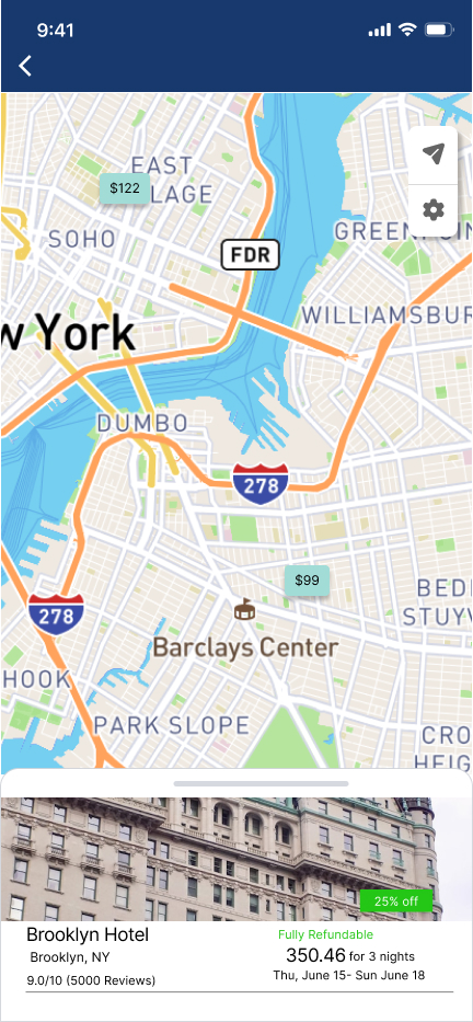 Search results with map feature